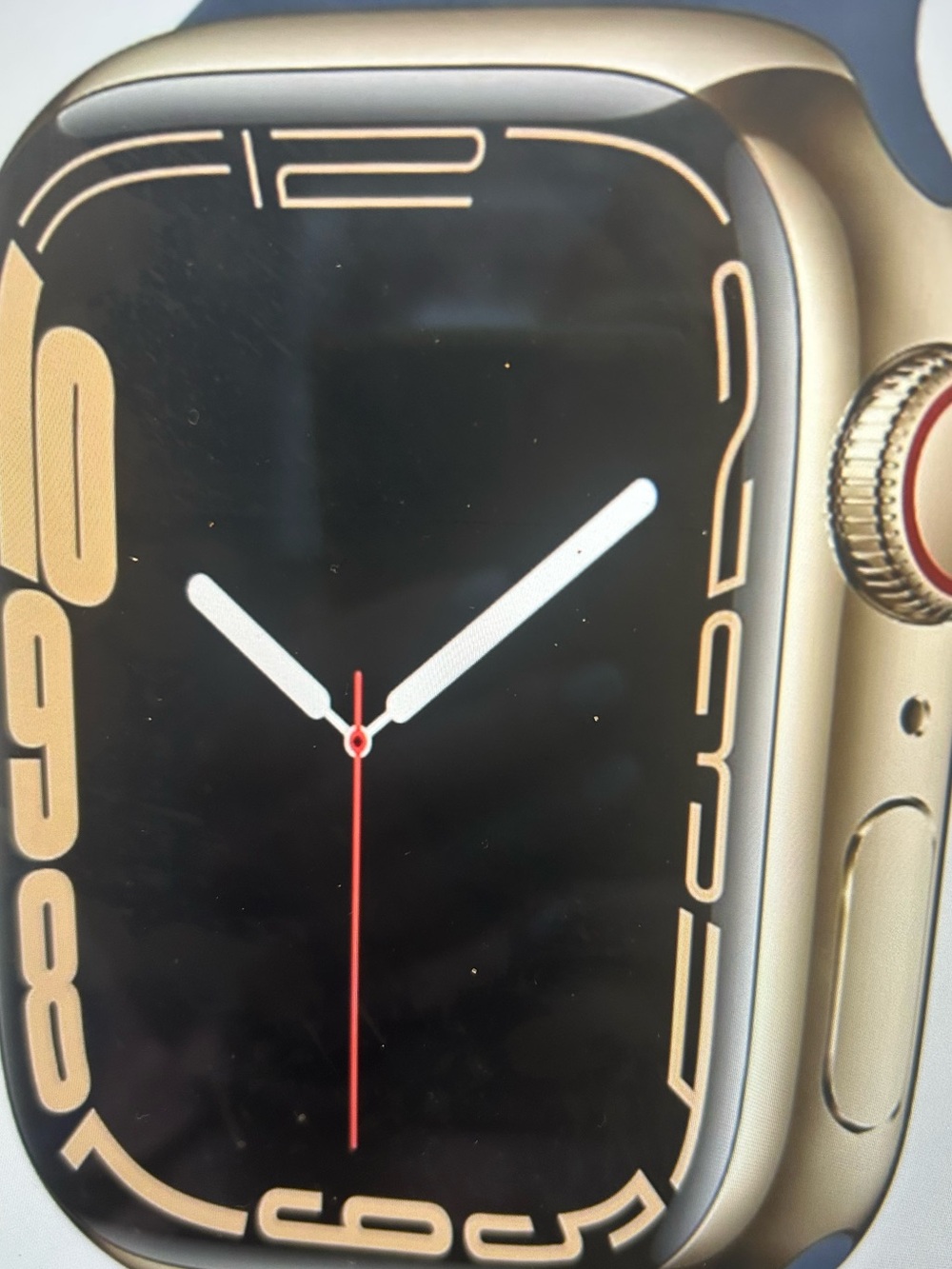 Gently used Apple Gold Stainless Smartwatch with Red-Accented Crown Series 7